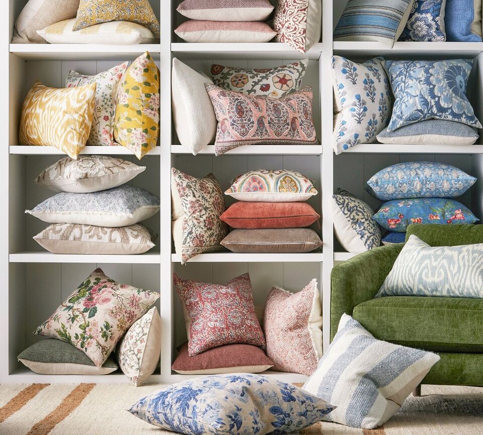 Zea Embroidered Lumbar Cushion Cover Pottery Barn Australia